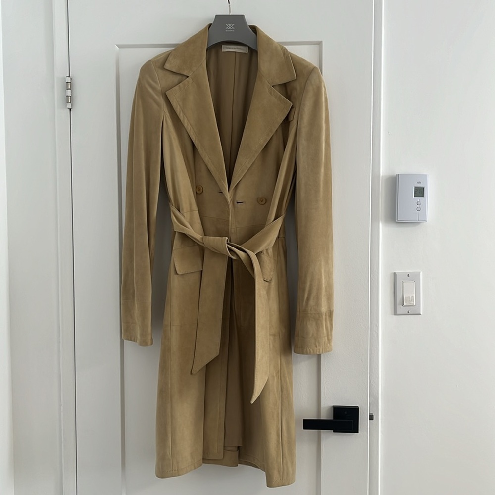 VINTAGE VALENTINO SUEDE TRENCH COAT - Picture 9 of 10